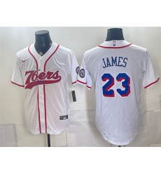 Men Philadelphia 76ers LeBron James White Cool Base Stitched Baseball Jersey Men Philadelphia 76ers LeBron James White Cool Base Stitched Baseball Jersey