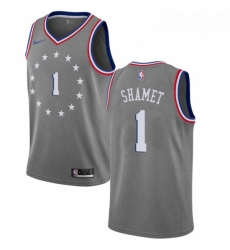 Mens Nike Philadelphia 76ers 1 Landry Shamet Swingman Gray NBA Jersey City Edition 