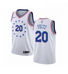 Mens Nike Philadelphia 76ers 20 Markelle Fultz White Swingman Jersey Earned Edition