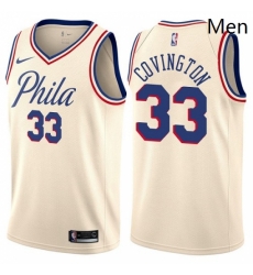 Mens Nike Philadelphia 76ers 33 Robert Covington Swingman Cream NBA Jersey City Edition