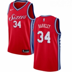 Mens Nike Philadelphia 76ers 34 Charles Barkley Swingman Red Alternate NBA Jersey Statement Edition