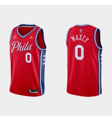 Men's Philadelphia 76ers #0 Tyrese Maxey Red Statement Edition Stitched Jersey