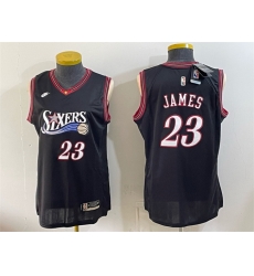 Women Philadelphia 76ers LeBron James Black 2026 Classic Edition Stitched Basketball Jersey Run Small Women Philadelphia 76ers LeBron James Black 2026 Classic Edition Stitched Basketball Jersey Run Small