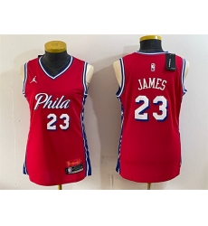 Women Philadelphia 76ers LeBron James Red 2026 Statement Edition Stitched Basketball Jersey Run Small Women Philadelphia 76ers LeBron James Red 2026 Statement Edition Stitched Basketball Jersey Run Small