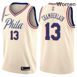 Womens Nike Philadelphia 76ers 13 Wilt Chamberlain Swingman Cream NBA Jersey City Edition