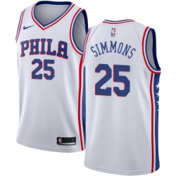 Womens Nike Philadelphia 76ers 25 Ben Simmons Authentic White Home NBA Jersey Association Edition