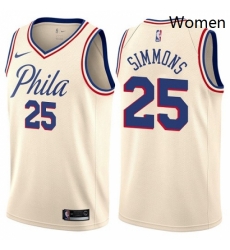 Womens Nike Philadelphia 76ers 25 Ben Simmons Swingman Cream NBA Jersey City Edition