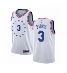 Womens Nike Philadelphia 76ers 3 Dana Barros White Swingman Jersey Earned Edition