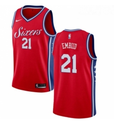 Youth Nike Philadelphia 76ers 21 Joel Embiid Swingman Red Alternate NBA Jersey Statement Edition