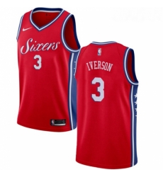 Youth Nike Philadelphia 76ers 3 Allen Iverson Authentic Red Alternate NBA Jersey Statement Edition