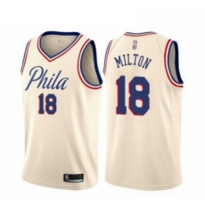 Youth Philadelphia 76ers 18 Shake Milton Swingman Cream Basketball Jersey City Edition 