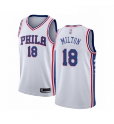 Youth Philadelphia 76ers 18 Shake Milton Swingman White Basketball Jersey Association Edition 