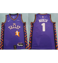 Men Phoenix Suns 1 Devin Booker Purple 2024 City Edition Stitched Basketball Jersey