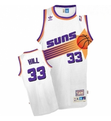 Mens Adidas Phoenix Suns 33 Grant Hill Authentic White Throwback NBA Jersey