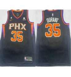 Men's Phoenix Suns #35 Kevin Durant Black 6 Patch Sponsor Icon Swingman Jersey