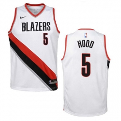 Men Blazers 5 Rodney Hood White Association Swingman Jersey