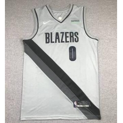 Men Portland Blazers Lillard 0 Gray Men NIke NBA Jersey