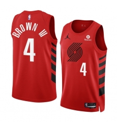 Men Portland Trail Blazers 4 Greg Brown III 2022 23 Red Statement Edition Swingman Stitched Basketball Jersey