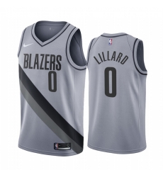 Men Portland Trail Portland Blazers 0 Damian Lillard Gray NBA Swingman 2020 21 Earned Edition Jersey