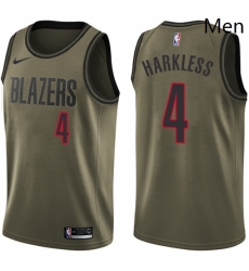 Mens Nike Portland Trail Blazers 4 Moe Harkless Swingman Green Salute to Service NBA Jersey 