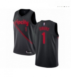 Mens Portland Trail Blazers 1 Anfernee Simons Authentic Black Basketball Jersey 2018 19 City Edition 