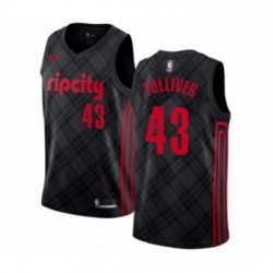 Mens Portland Trail Blazers 43 Anthony Tolliver Authentic Black Basketball Jersey City Edition 