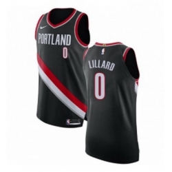 Womens Nike Portland Trail Blazers 0 Damian Lillard Authentic Black Road NBA Jersey Icon Edition