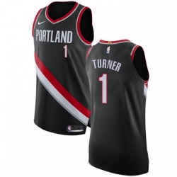 Womens Nike Portland Trail Blazers 1 Evan Turner Authentic Black Road NBA Jersey Icon Edition