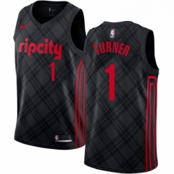 Womens Nike Portland Trail Blazers 1 Evan Turner Swingman Black NBA Jersey City Edition