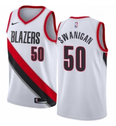 Womens Nike Portland Trail Blazers 50 Caleb Swanigan Authentic White Home NBA Jersey Association Edition 