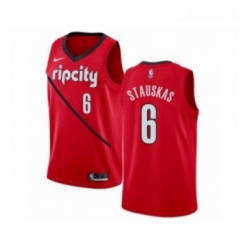 Womens Nike Portland Trail Blazers 6 Nik Stauskas Red Swingman Jersey Earned Edition 