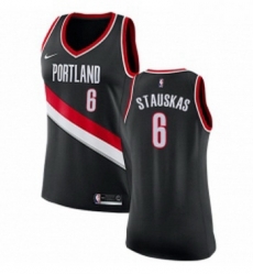 Womens Nike Portland Trail Blazers 6 Nik Stauskas Swingman Black NBA Jersey Icon Edition 