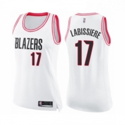 Womens Portland Trail Blazers 17 Skal Labissiere Swingman White Pink Fashion Basketball Jersey 