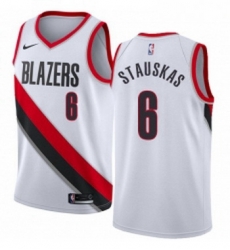 Youth Nike Portland Trail Blazers 6 Nik Stauskas Swingman White NBA Jersey Association Edition 