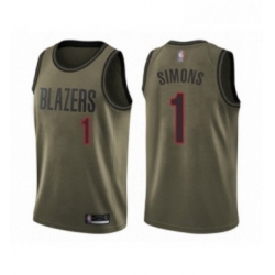 Youth Portland Trail Blazers 1 Anfernee Simons Swingman Green Salute to Service Basketball Jersey 