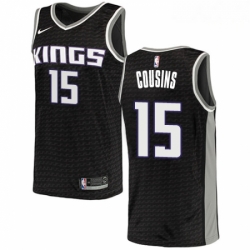 Mens Nike Sacramento Kings 15 DeMarcus Cousins Authentic Black NBA Jersey Statement Edition