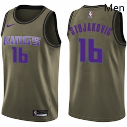 Mens Nike Sacramento Kings 16 Peja Stojakovic Swingman Green Salute to Service NBA Jersey 