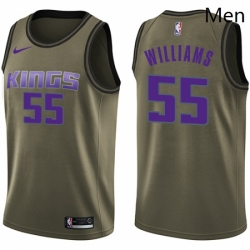 Mens Nike Sacramento Kings 55 Jason Williams Swingman Green Salute to Service NBA Jersey 