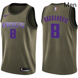 Mens Nike Sacramento Kings 8 Bogdan Bogdanovic Swingman Green Salute to Service NBA Jersey 