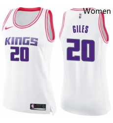 Womens Nike Sacramento Kings 20 Harry Giles Swingman WhitePink Fashion NBA Jersey 