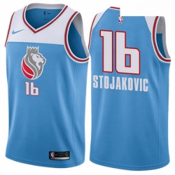 Youth Nike Sacramento Kings 16 Peja Stojakovic Swingman Blue NBA Jersey City Edition 