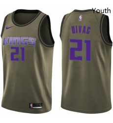 Youth Nike Sacramento Kings 21 Vlade Divac Swingman Green Salute to Service NBA Jersey