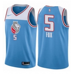 Youth Nike Sacramento Kings 5 DeAaron Fox Swingman Blue NBA Jersey City Edition 