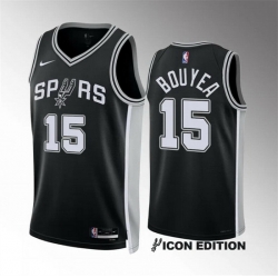 Men San Antonio Spurs 15 Jamaree Bouyea Black 2022 23 Icon Edition Stitched Basketball Jersey