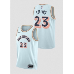 Men San Antonio Spurs 23 Zach Collins Light Blue 2024 25 City Edition Stitched Basketball Jersey