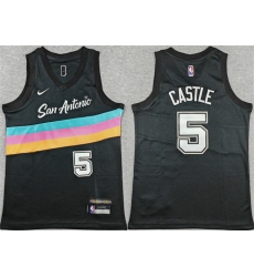 Youth San Antonio Spurs  5 Stephon Castle Black 2025 City Edition Stitched Jersey