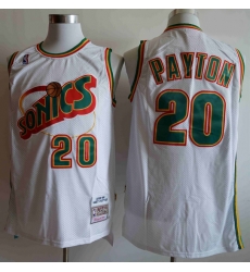 Men Seattle SuperSonics Gary Payton 20 White Mitchell Ness Jersey