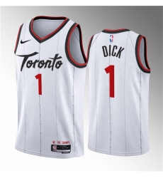 Men Toronto Raptors 1 Gradey Dick White 2023 24 Association Edition Stitched Basketball Jersey