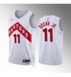 Men Toronto Raptors 11 Bruce Brown Jr White Association Edition Stitched Basketball Jersey