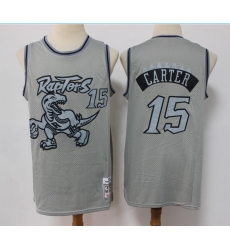 Men Toronto Raptors 15 Vince Carter Grey Throwback Stitched Basketball Jersey